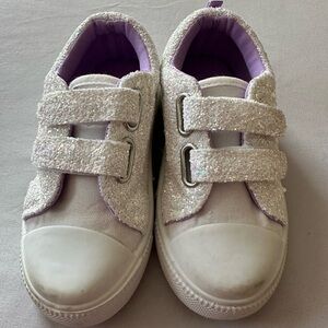Sparkly White Kids Shoes with Velcro Straps
